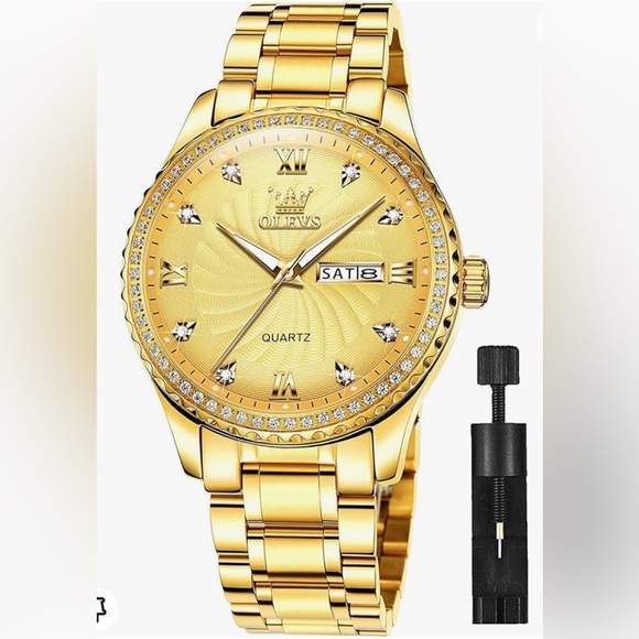 OLEVS Mens Watch Stainless Steel Big Face Casual Dress Wrist Watch Quartz Analog - Picture 1 of 8